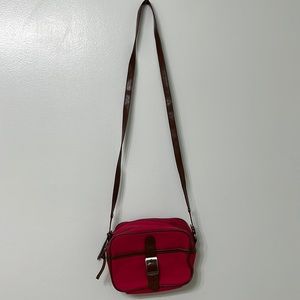 Zara Trafaluc red purse with 2 zippered sections. And one front pocket.